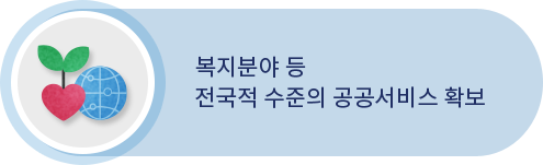 복지분야 등  전국적 수준의 공공서비스 확보